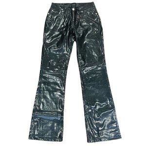 Vtg Tommy Hilfiger Jeans‎ Pants Faux Leather Black SnakeSkin Look Sz 5 NWT